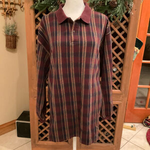 Vintage 90s Lawton Harbor Rugby Preppy Polo Plaid Mens XL long sleeve